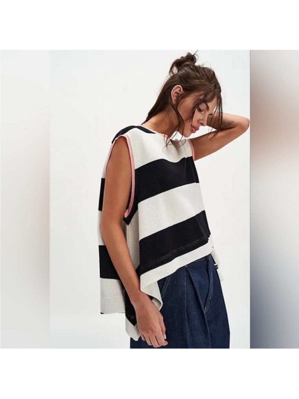 NWT Free People WALCOTT Black & White Striped Boxy Tank